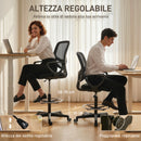 Sedia Ufficio Ergonomica Girevole in Rete Traspirante con Anello Poggiapiedi e Altezza Regolabile Nero      