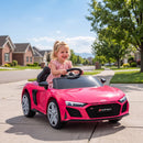 Macchina Elettrica per Bambini 3-6 Anni 12 V Audi R8 Spyder 107x58x44 cm 3-5 km/h con 2 Motori e Telecomando in PP Rosa      