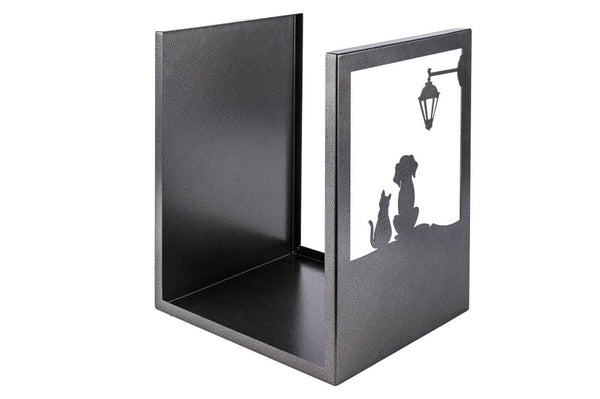 sconto Portalegna per Camino in Ferro Verniciato 40,5x35,5x50cm Grigio Martellato