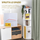 Libreria Angolare 5 Ripiani con Armadietto 29,8x29,9x147 cm  Bianco e Giallo