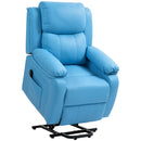 Poltrona Alzapersona Reclinabile con Poggiapiedi e Telecomando 76x90x105 cm Azzurro  