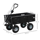 Carrello da Giardino 105x51x54 cm da 114L con Sacca Portaoggetti e Pareti Rimovibili in Acciaio Nero 