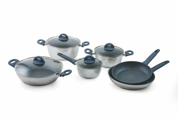 sconto Batterie de Cuisine 10 Pièces en Aluminium Antiadhésif VdE Tivoli 1996 Chrome