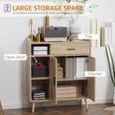 Credenza Moderna Multiuso con Armadietto e Cassetto 80x30x96,5 cm in Legno Naturale