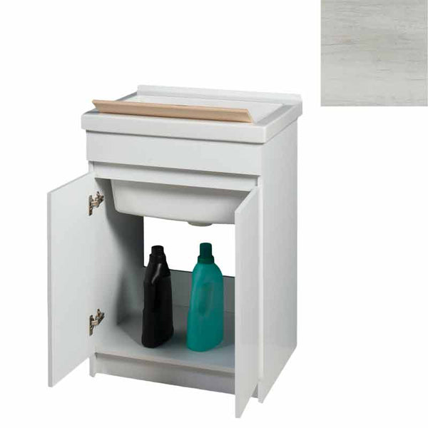Mobile Lavatoio in Ceramica 2 Ante con Strofinatoio in Legno Massello 60x50x86A cm Olmo Bianco acquista