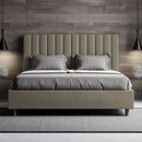 Letto Matrimoniale con Alzata Comoda Imbottito in Similpelle Agueda Cappuccino Varie Misure