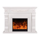 Camino Elettrico da Pavimento 102x120x33 cm Effetto Fiamma 1500W Torino Bianco