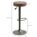 Set 2 Sgabelli Bar 35x36x64-85 cm con Poggiapiedi in Similpelle Marrone