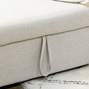 Divano Letto Angolare 225x140x88 cm con Seduta 2 Posti e Penisola Vano Contenitore e 2 Cuscini in Tessuto Crema      