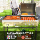 Barbecue a Gas con Piastra e Fornello Coperchio con Termometro Regolatore e Tubo Inclusi Nero   