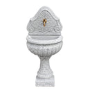 Fontana a Parete da Giardino Senza Rubinetto in Cemento Granulato di Marmo Oglio Bianco/Nero