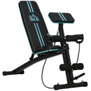 Panca Multifunzione Pieghevole con Schienale Regolabile a 7 Livelli e Leg Extension in Acciaio e ABS Blu      