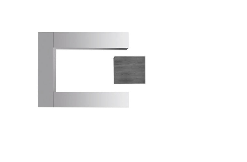 Parete Attrezzata Mobili Salotto 3 Mobili Sospesi 169x196x31cm TFT  Cube Bianco Lucido e Quercia Grigio