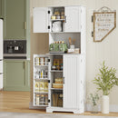 Credenza da Cucina Alta Stile Country 60x40x181,5 cm 2 Armadietti e 8 Portaspezie in MDF Bianco      