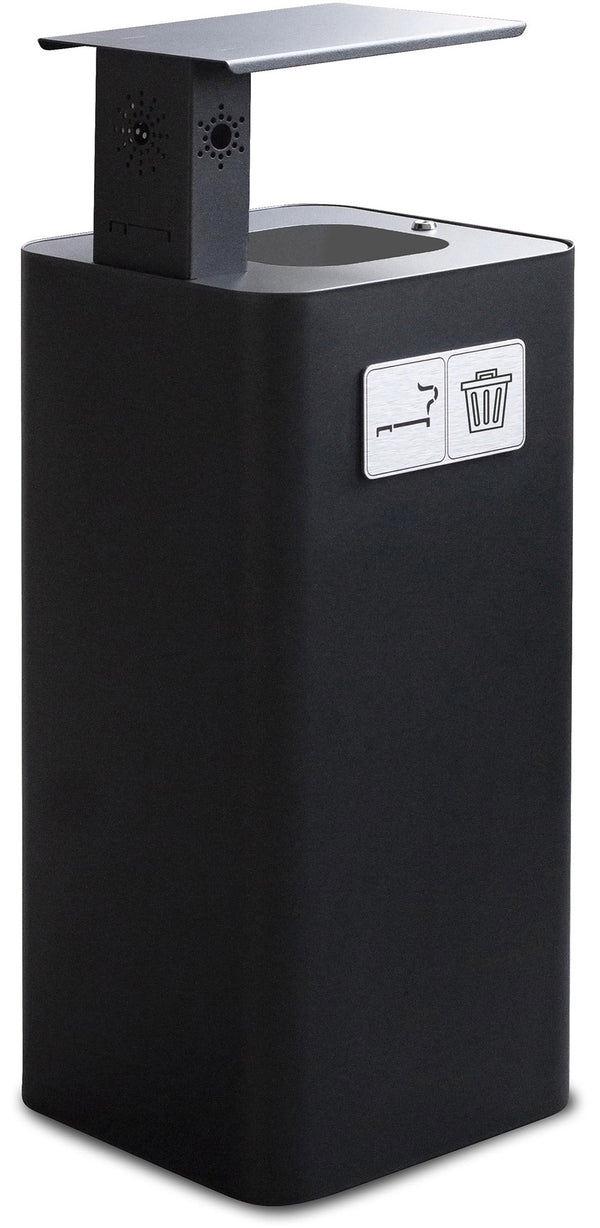 sconto Poubelle de collecte 38x38xh102 cm en acier peint avec couvercle basculant noir