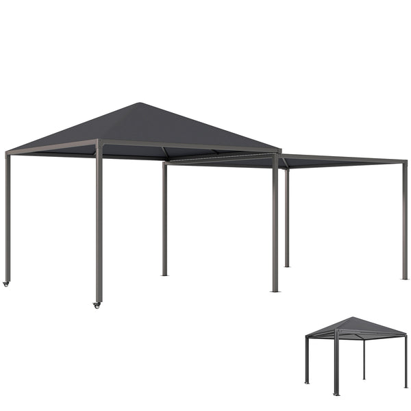 Gazebo da Giardino Estensibile 295-560x295x275 cm Copertura in Poliestere UPF30+ con Ruote Grigio online