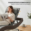 Lettino Prendisole da Giardino 60x198x44 cm Forma S con Cuscino a 5 Posizioni in Rattan Marrone      