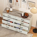 Cassettiera 8 Cassetti Moderna 140x40x86 cm in Legno Noce e Grigio Chiaro      