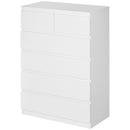 Cassettiera 6 Cassetti con Design Antiribaltamento 80x39x115 cm in Truciolato Bianco