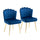 Lot de 2 Chaises Rembourrées 57x58x88 cm en Tissu Effet Velours Bleu