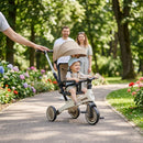 Passeggino Triciclo 70x30x96 cm con Sedile Girevole 360° Trasformabile in Bicicletta Pedagogica Bianco e Beige    