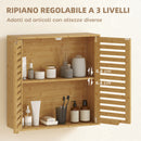 Pensile Bagno 60x20x60 cm con Ripiano Interno e Ante a Persiana in Bambù Color Legno      