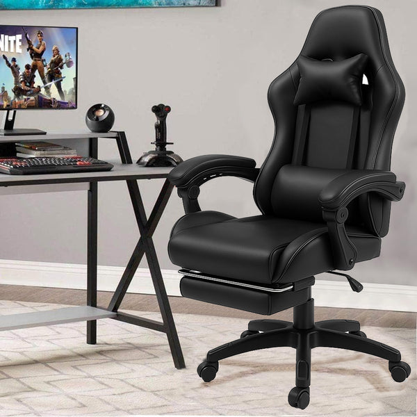 prezzo Sedia da Gaming Ergonomica con Poggiapiedi e Cuscini in PVC Nero