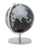Mappamondo Nero Ø20x28 cm Plastica e Ferro Nero e Argento
