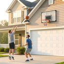 Canestro Basket Esterno a Parete 113x73 cm Cerchio Ø45 cm e Rete in Acciaio e Policarbonato Nero      
