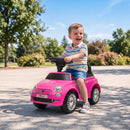 Macchina Cavalcabile per Bambini 12-36 Mesi Licenza Fiat 61x28x38,3 cm con Musica Clacson e Vano Sottosedile in PP Rosa      
