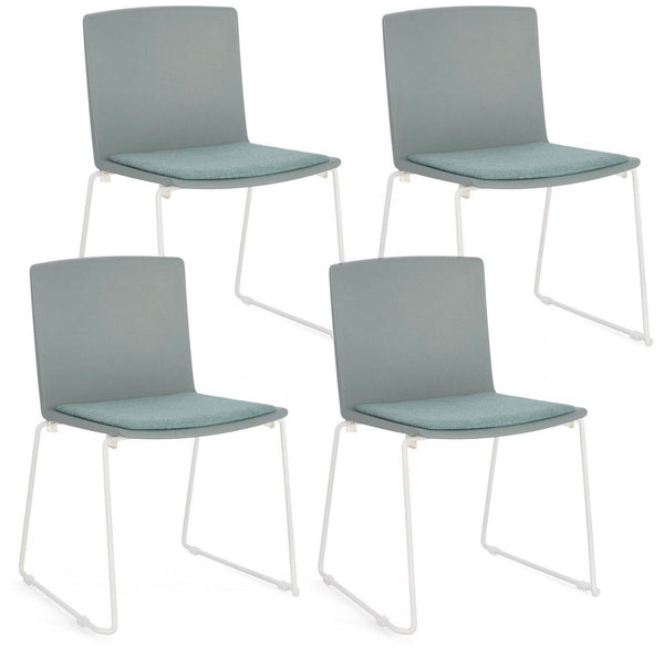 prezzo Lot de 4 chaises Giulia 43,5x50x79 cm en polyester blanc et vert sauge