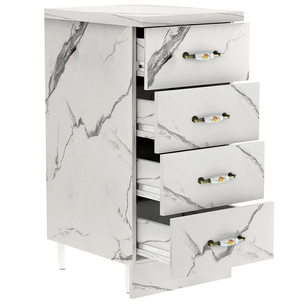 Mobile da Cucina Cassettiera 4 Cassetti 40x50x85 cm in Legno Bianco Effetto Marmo online