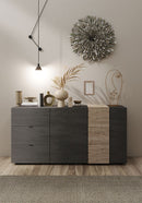 Madia Design Moderno 2 Ante 3 Cassetti Venus 181x44x84 cm Titanio E Rovere Cadiz