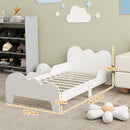 Letto Montessori per Bambini 3-8 Anni 143,5x74,5x56 cm con Sponde Anti-Caduta a Forma di Nuvola in MDF Bianco      