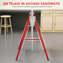 Set 2 Cavalletti da Lavoro Telescopici e Pieghevoli 68x58x80 cm  in Acciaio Q195 Rosso e Argento   