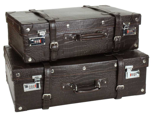 online Lot de 2 valises noires en similicuir