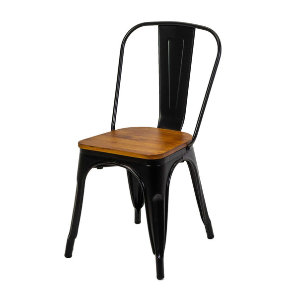 sconto Sedia New Bristol 43x43xh45/84 cm in Ferro Nero con seduta in Legno