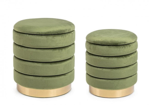 Lot de 2 Poufs Conteneur Darina Olive en Bois sconto