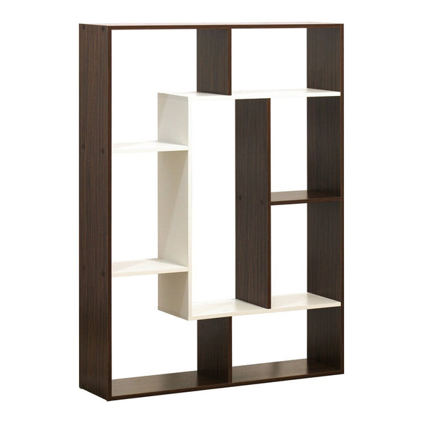 Libreria 8 Ripiani 136x100x24 cm in Legno MDF Bianco e Marrone sconto