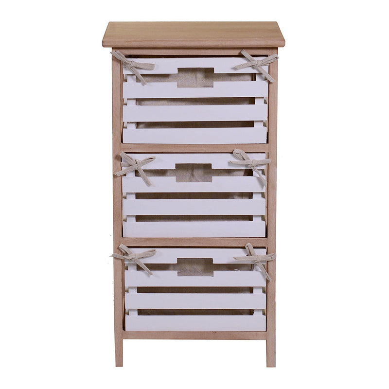 Cassettiera 3 Cassetti in Legno 35x27x66cm Arianna Naturale e Bianca