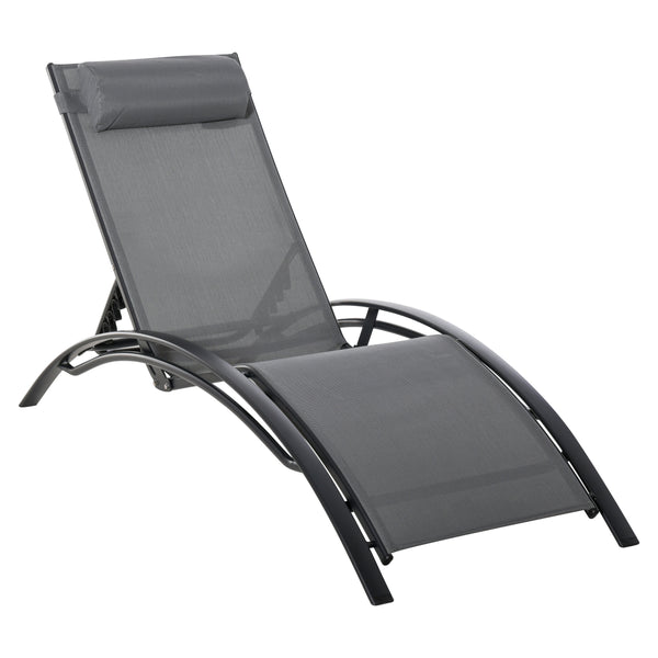 sconto Transat de jardin 46x171x82 cm en aluminium et textilène gris