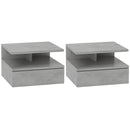 Set 2 Comodini Sospesi per Camera da Letto 35x32x22,5 cm con Cassetto in Legno Grigio  