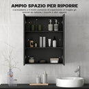 Armadietto a Specchio per Bagno 60x15x75 cm Struttura in MDF Nero   