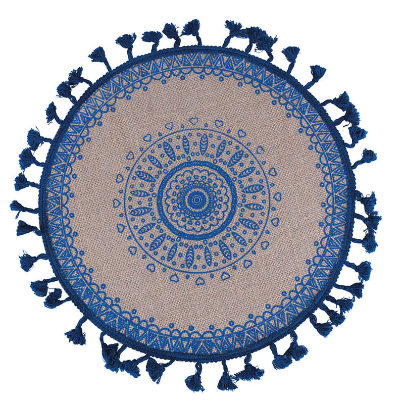 Set 6 Tovagliette Ø38 cm  in Juta VdE Tivoli 1996 Blue Blu e Beige