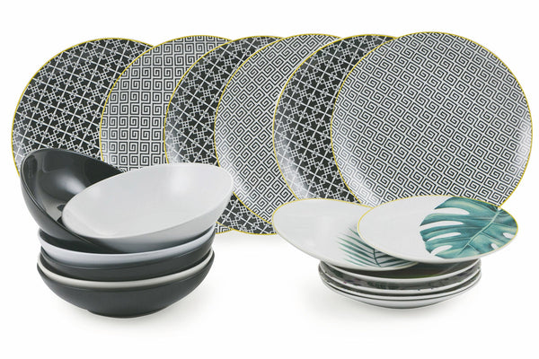 acquista Service De Table 18 Pièces en Porcelaine et Grès, 6 Places VdE Tivoli 1996 Urban Jungle