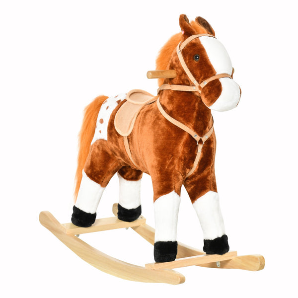 Cheval à bascule en peluche marron pour enfant avec sons online