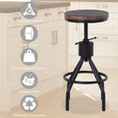 Sgabello Girevole Regolabile in Metallo e Legno di Pino  Nero e Marrone