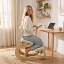 Sedia Ergonomica Inginocchiata 54x98x86 cm in Tessuto Effetto Lino e Legno Crema      