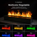 Camino Elettrico a Vapore Acqueo con Fiamme 3D con Bruciatore a Incasso 120x21,5x24 cm DFVAPO120 Pannello Digitale e Fiamme Multicolor in Acciaio e Alluminio Nero