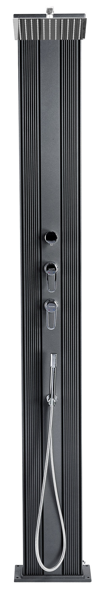 Doccia Solare Ibrida da Giardino 40L Miscelatore e Doccetta Lavapiedi Antracite